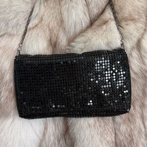 Loft Elegant Black Metal Mesh clutch Evening Bag , Purse  wedding Prom✨